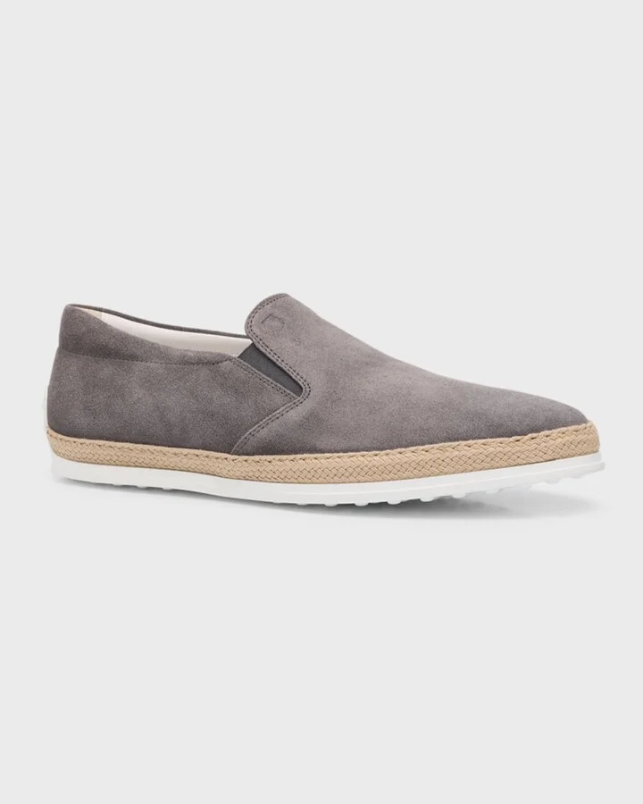 Men's Rubber Pebble-Sole Suede Espadrilles - Image 4