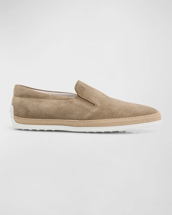 Men's Rubber Pebble-Sole Suede Espadrilles