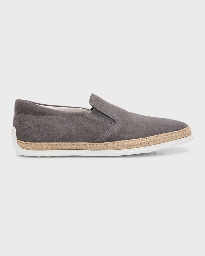 Men's Rubber Pebble-Sole Suede Espadrilles