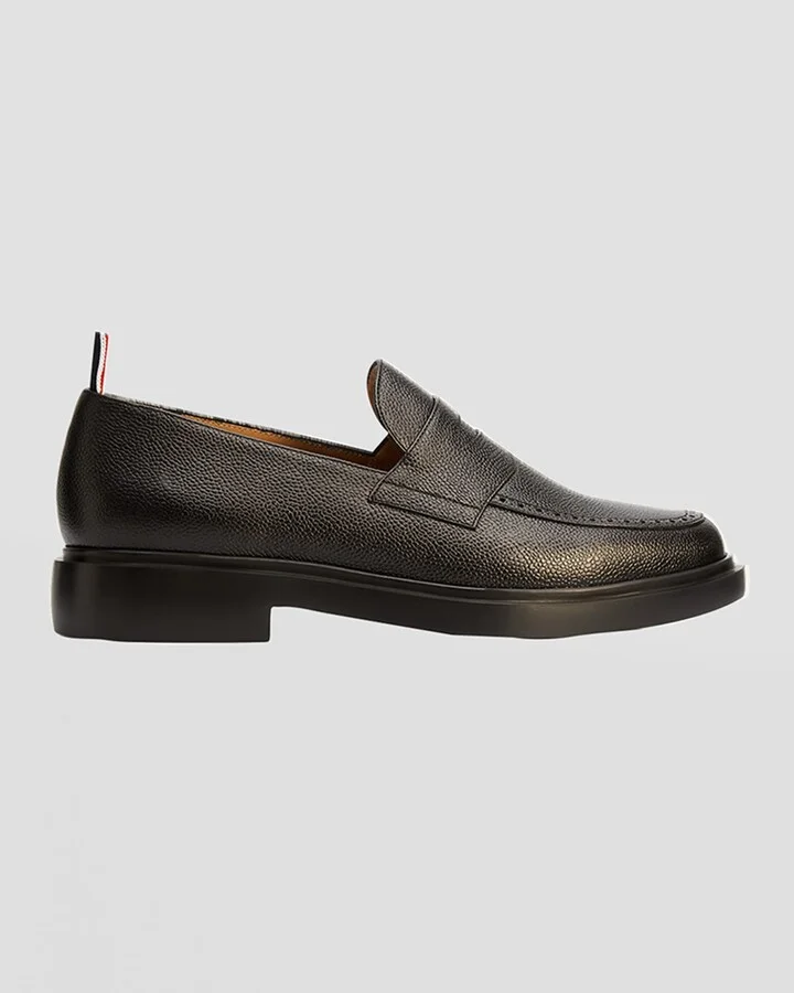 Men's Rubber Sole Leather Penny Loafers