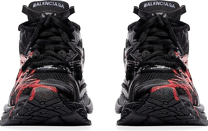 Men's Runner Graffiti Sneakers - Black - Size 7 - Image 4