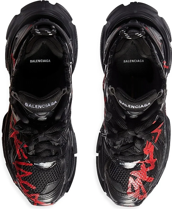 Men's Runner Graffiti Sneakers - Black - Size 7 - Image 5