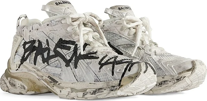 Men's Runner Graffiti Sneakers - Black - Size 7 - Image 9