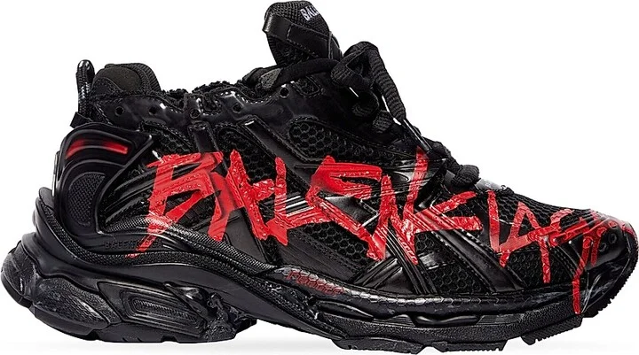 Men's Runner Graffiti Sneakers - Black - Size 7