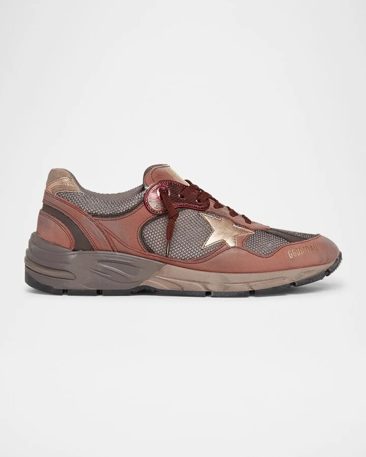 Men's Running Dad Mesh and Leather Sneakers