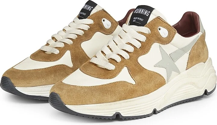Men's Running Leather Low-Top Sneakers - Beige White Brown Grey - Size 8 - Image 2