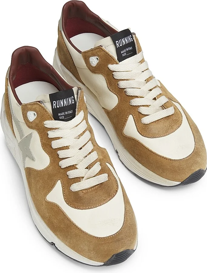 Men's Running Leather Low-Top Sneakers - Beige White Brown Grey - Size 8 - Image 4
