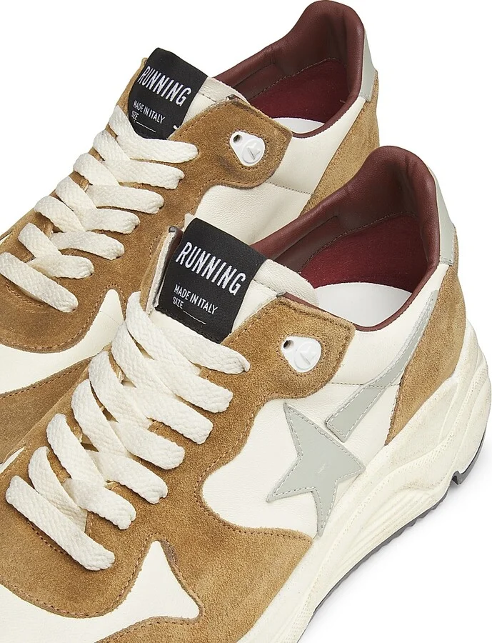 Men's Running Leather Low-Top Sneakers - Beige White Brown Grey - Size 8 - Image 6
