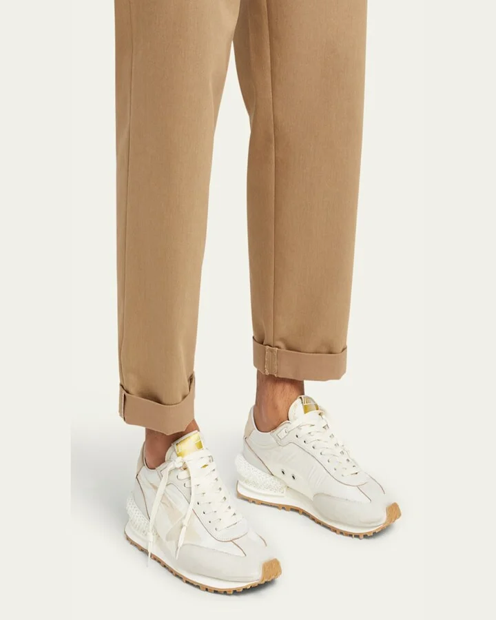 Men's Running Marathon Nylon and Leather Runner Sneakers - Image 2