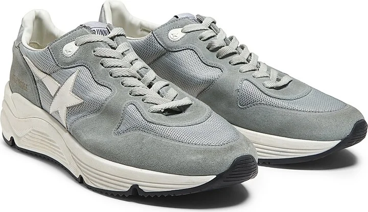 Men's Running Mesh & Suede Low-Top Sneakers - Blue White Silver - Size 6 - Image 2