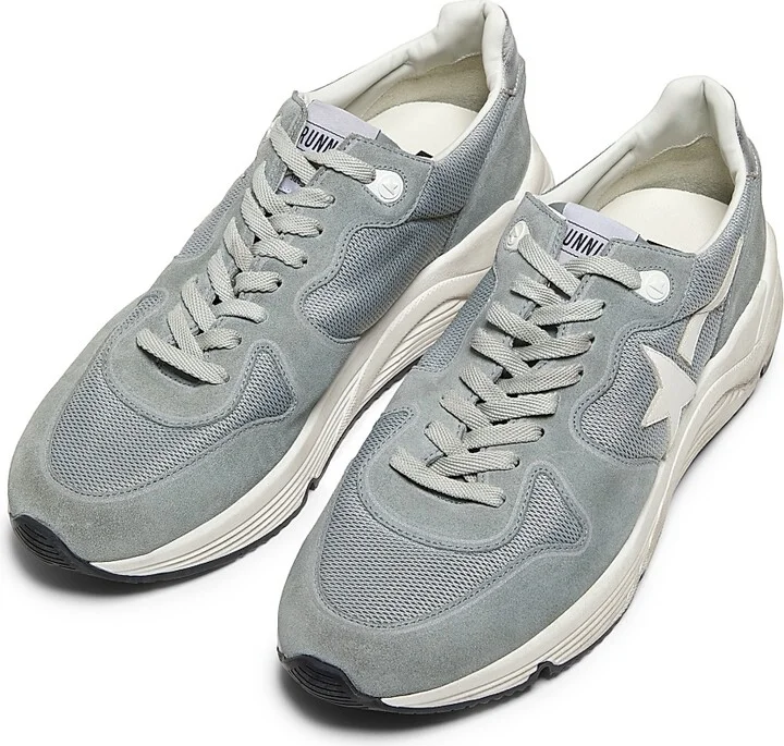 Men's Running Mesh & Suede Low-Top Sneakers - Blue White Silver - Size 6 - Image 4