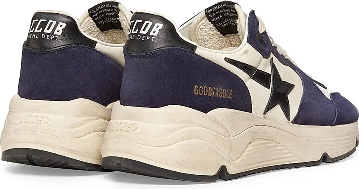 Men's Running Sole Leather & Suede Sneakers - Navy Beige - Size 10 - Image 3