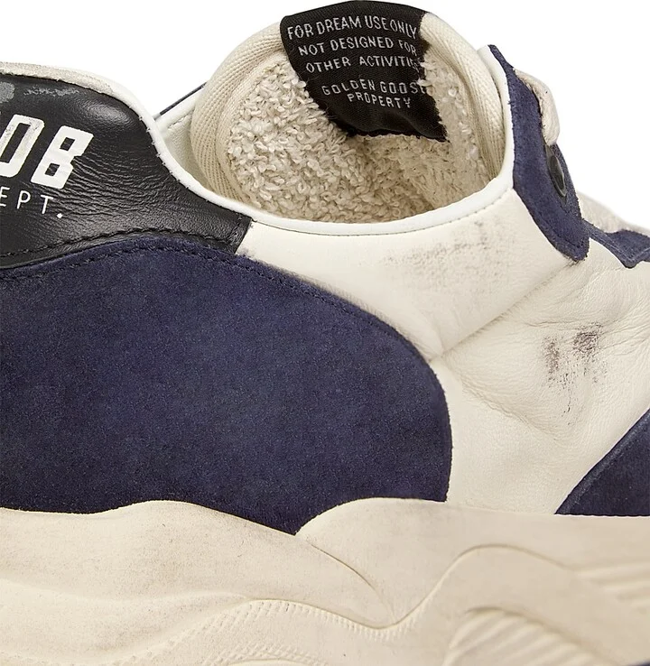 Men's Running Sole Leather & Suede Sneakers - Navy Beige - Size 10 - Image 5