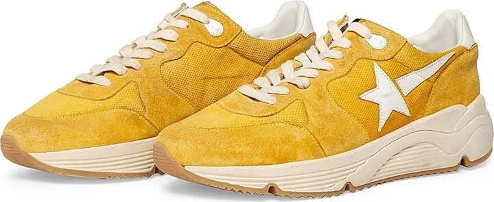 Men's Running Sole Leather-Trimmed Sneakers - Honey White - Size 9 - Image 2
