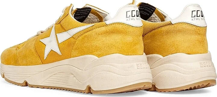 Men's Running Sole Leather-Trimmed Sneakers - Honey White - Size 9 - Image 3