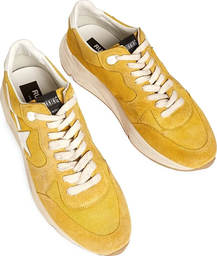 Men's Running Sole Leather-Trimmed Sneakers - Honey White - Size 9 - Image 4