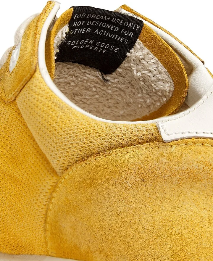 Men's Running Sole Leather-Trimmed Sneakers - Honey White - Size 9 - Image 5