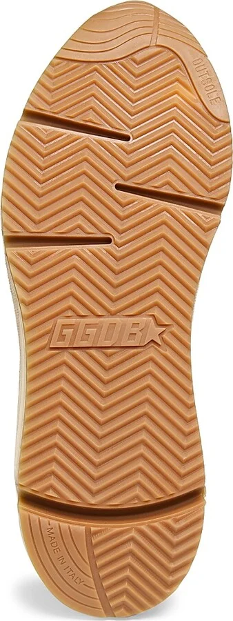 Men's Running Sole Leather-Trimmed Sneakers - Honey White - Size 9 - Image 6