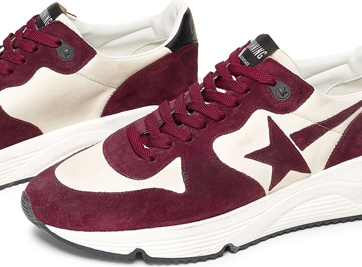 Men's Running Sole Low-Top Sneakers - White Burgundy Black - Size 6 - Image 2