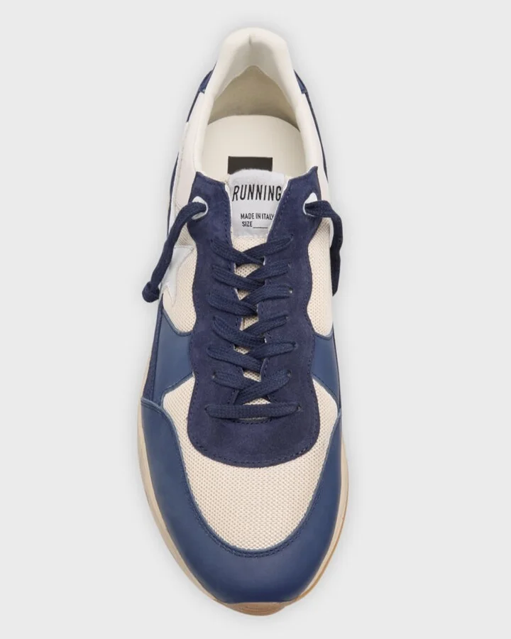 Men's Running Sole Mesh and Leather Sneakers - Image 2