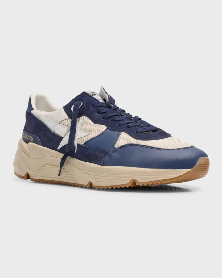 Men's Running Sole Mesh and Leather Sneakers - Image 4