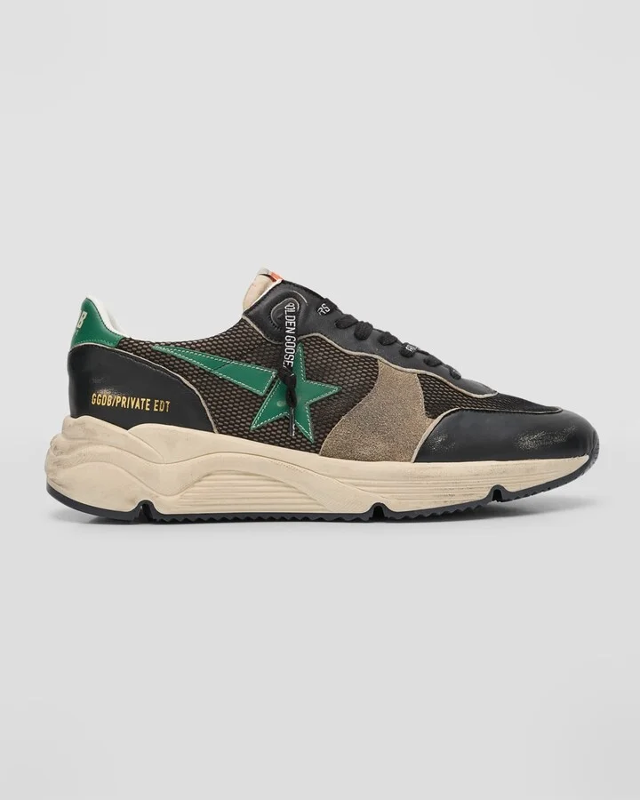 Men's Running Sole Mesh & Leather Sneakers