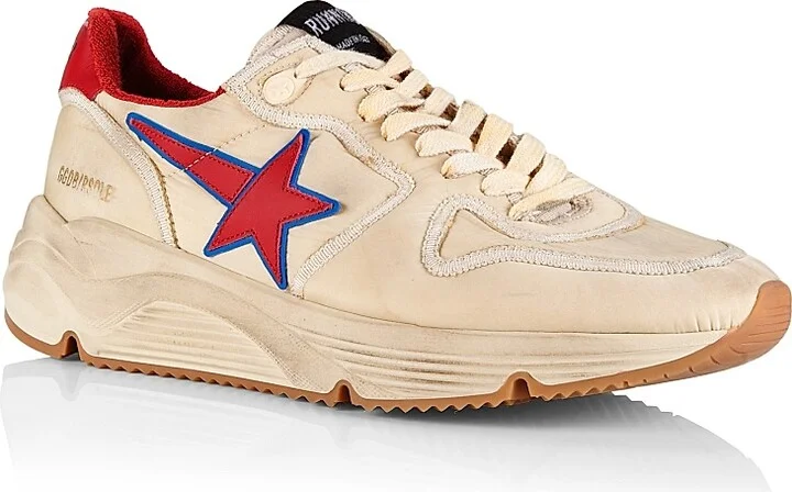 Men's Running Sole Nylon Sneakers - Beige Red - Size 7 - Image 2