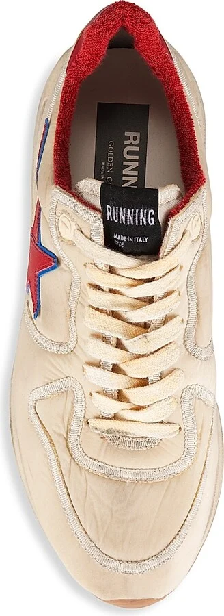 Men's Running Sole Nylon Sneakers - Beige Red - Size 7 - Image 5