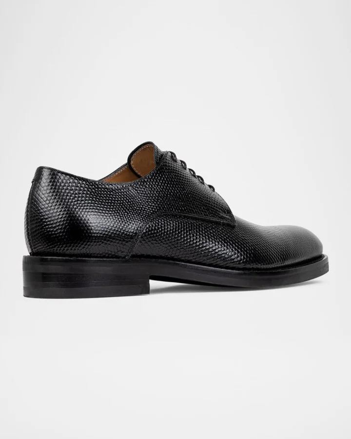Men's Russell Lizard-Print Leather Derby Shoes - Image 3