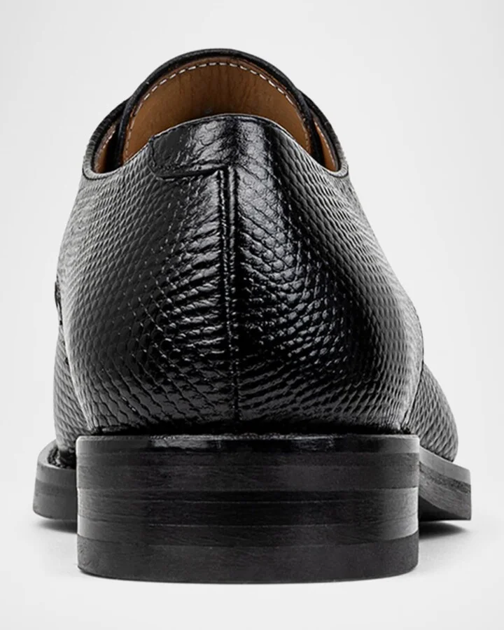 Men's Russell Lizard-Print Leather Derby Shoes - Image 4