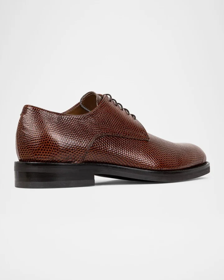 Men's Russell Lizard-Print Leather Derby Shoes - Image 5