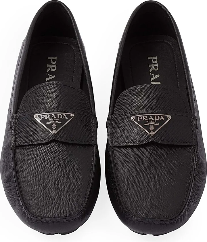 Men's Saffiano Leather Driver Loafers - Black - Size 12.5 - Image 3