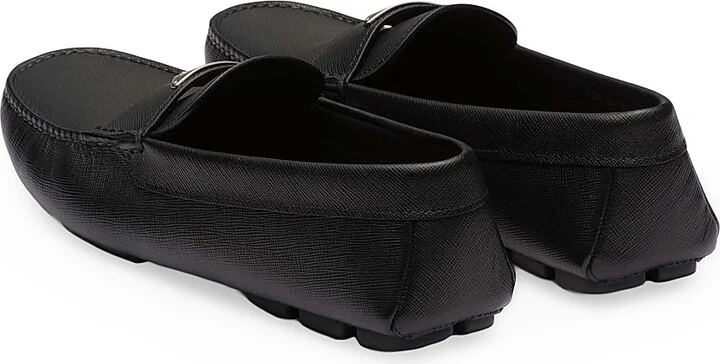 Men's Saffiano Leather Driver Loafers - Black - Size 12.5 - Image 4