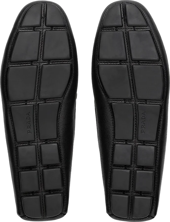 Men's Saffiano Leather Driver Loafers - Black - Size 12.5 - Image 6