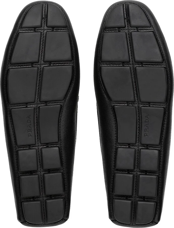 Men's Saffiano Leather Driver Loafers - Black - Size 6 - Image 6