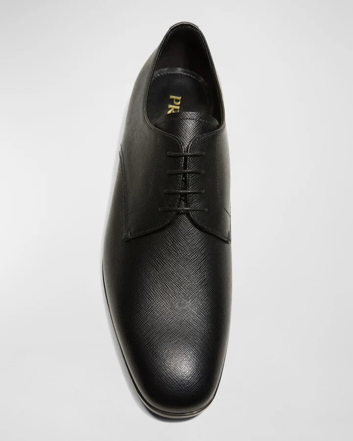 Men's Saffiano Leather Lace-Ups - Image 3