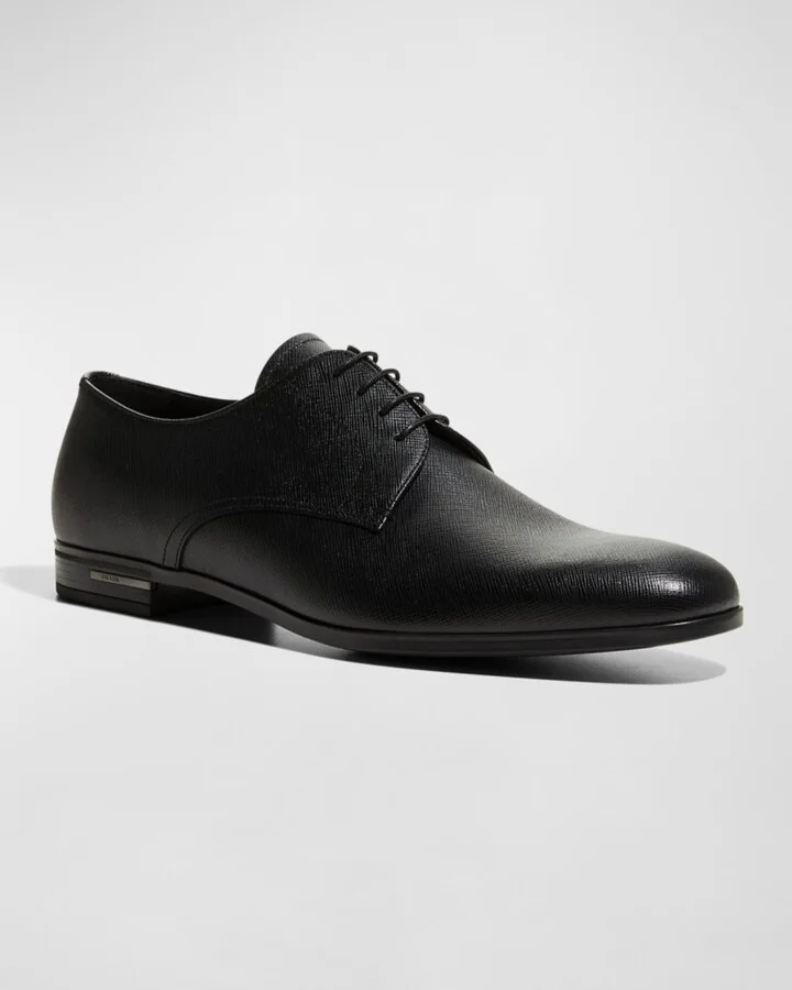 Men's Saffiano Leather Lace-Ups - Image 6