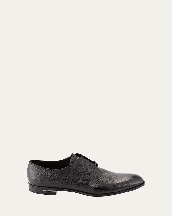 Men's Saffiano Leather Lace-Ups