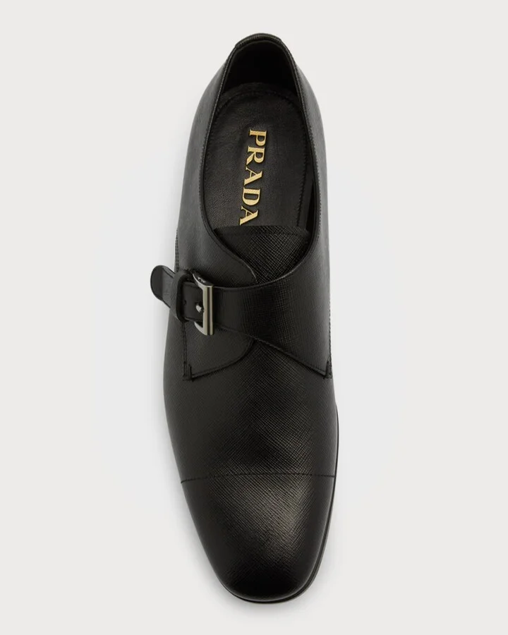 Men's Saffiano Leather Monk Strap Loafers - Image 3
