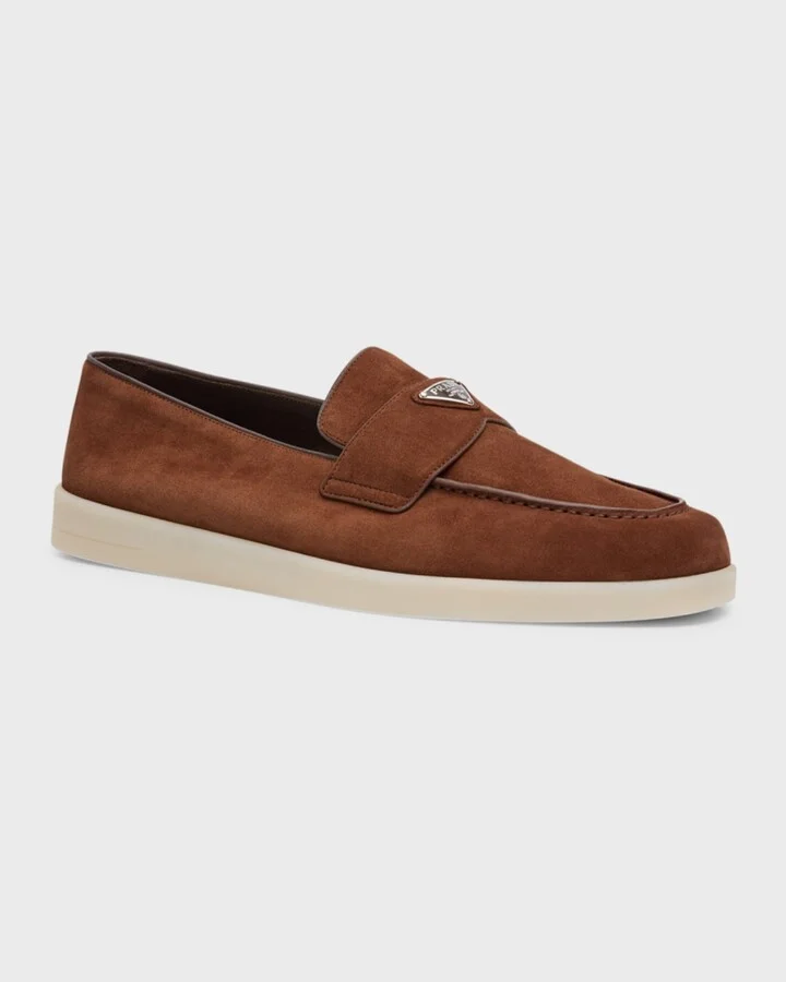 Men's Saint Tropez Triangle Logo Suede Loafers - Image 4