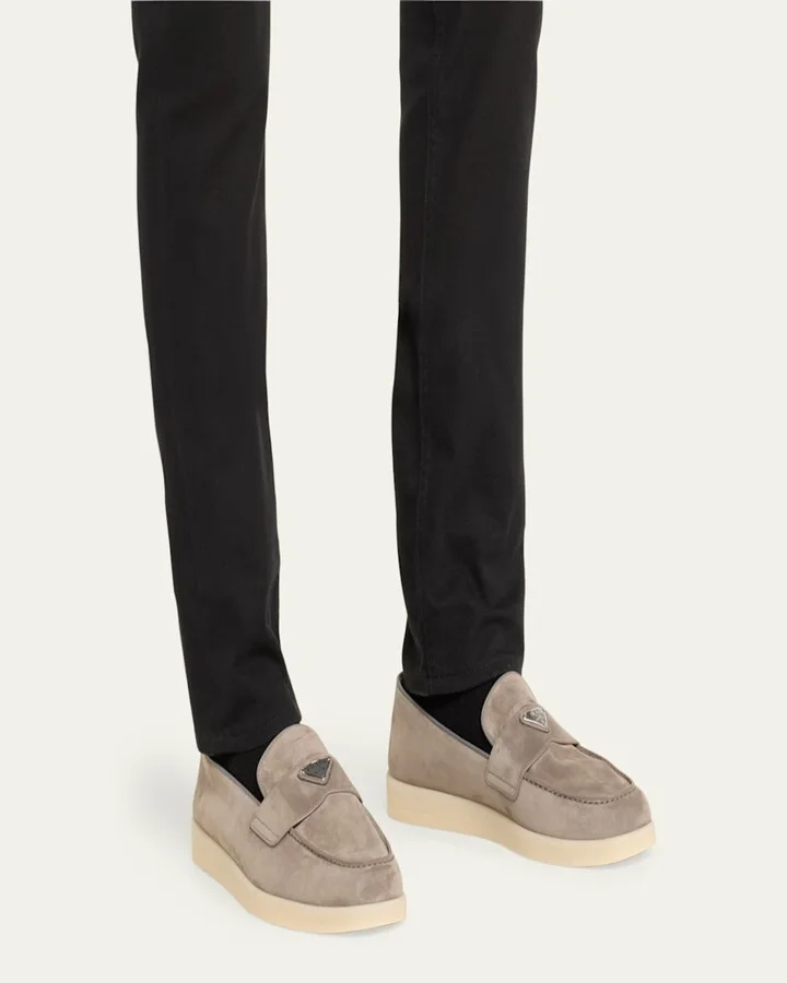 Men's Saint Tropez Triangle Logo Suede Loafers - Image 4