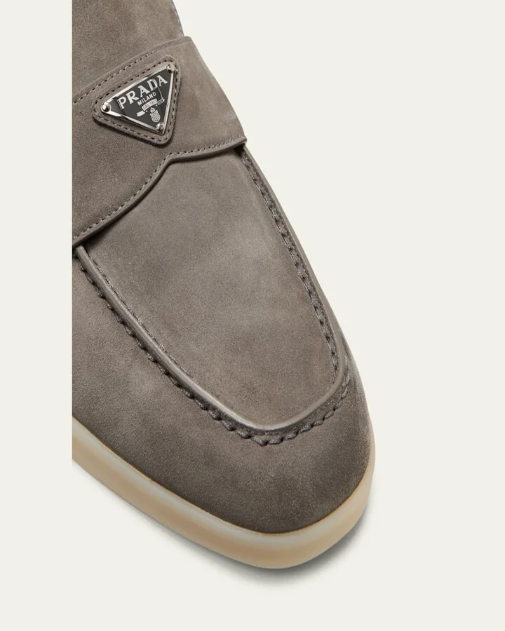 Men's Saint Tropez Triangle Logo Suede Loafers - Image 5