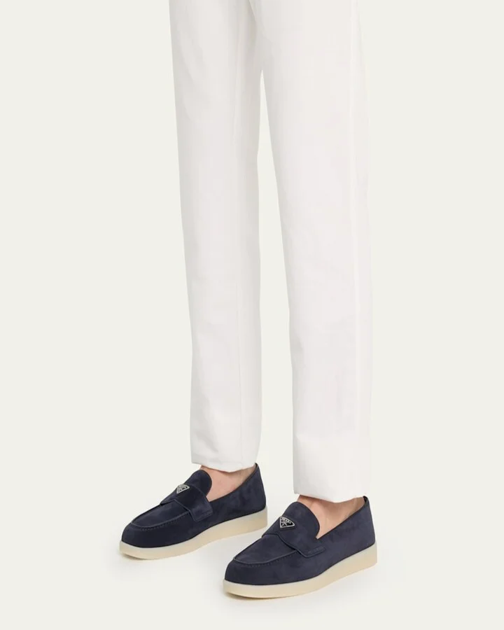 Men's Saint Tropez Triangle Logo Suede Loafers - Image 11