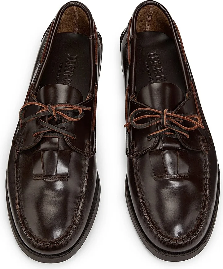 Men's Saler Leather Boat Shoes - Dark Brown - Size 6 - Image 4