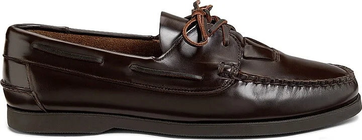Men's Saler Leather Boat Shoes - Dark Brown - Size 6