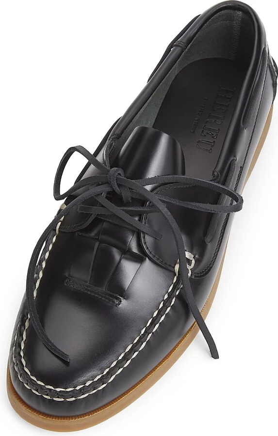 Men's Saler Nautic Leather Loafers - Black - Size 6 - Image 4