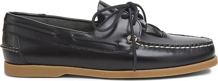 Men's Saler Nautic Leather Loafers - Black - Size 6