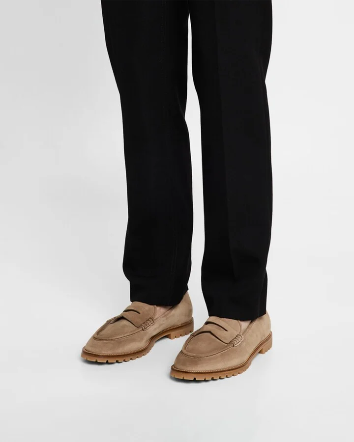 Men's Sandrew Lug-Sole Leather Penny Loafers - Image 8
