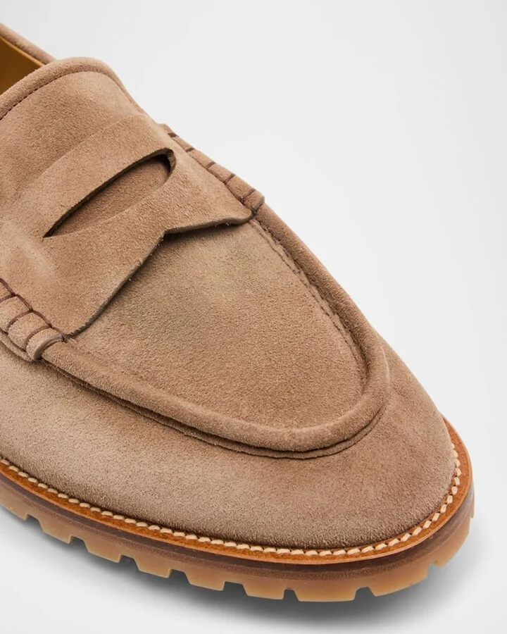 Men's Sandrew Lug-Sole Leather Penny Loafers - Image 9