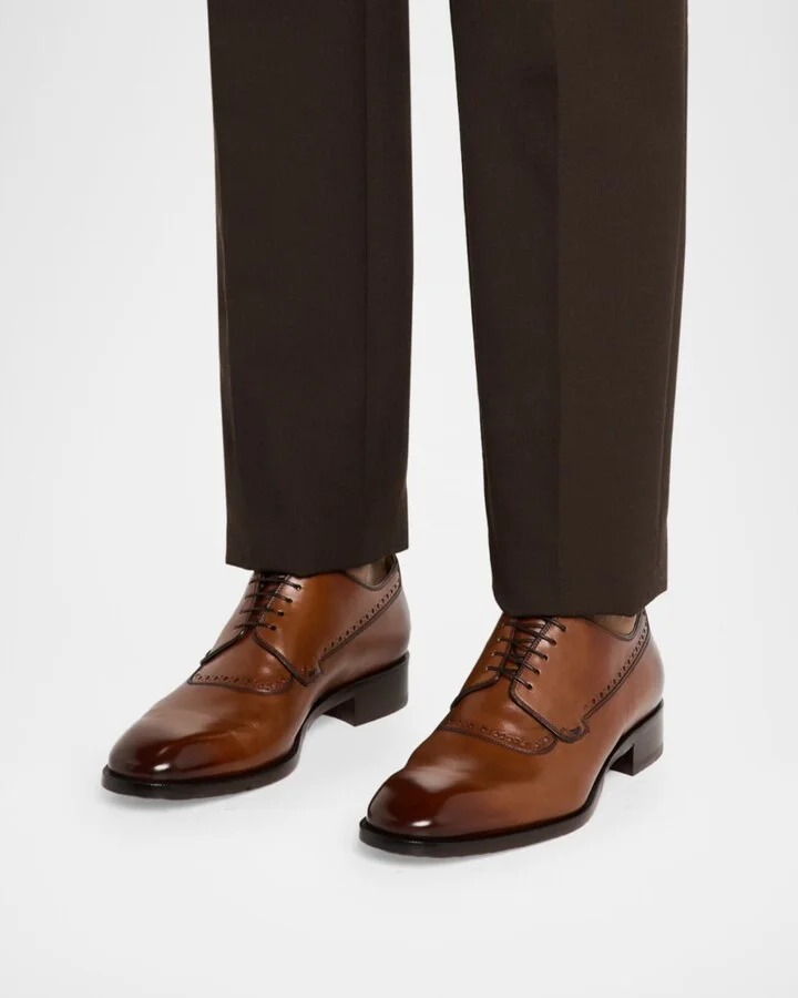 Men's Sartoby Brogue Leather Derby Shoes - Image 5